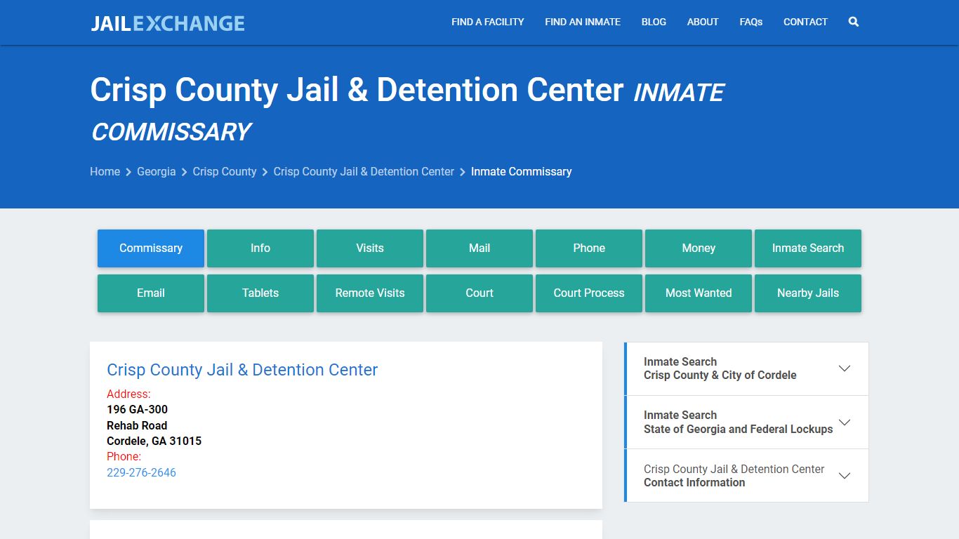 Crisp County Jail & Detention Center Inmate Commissary